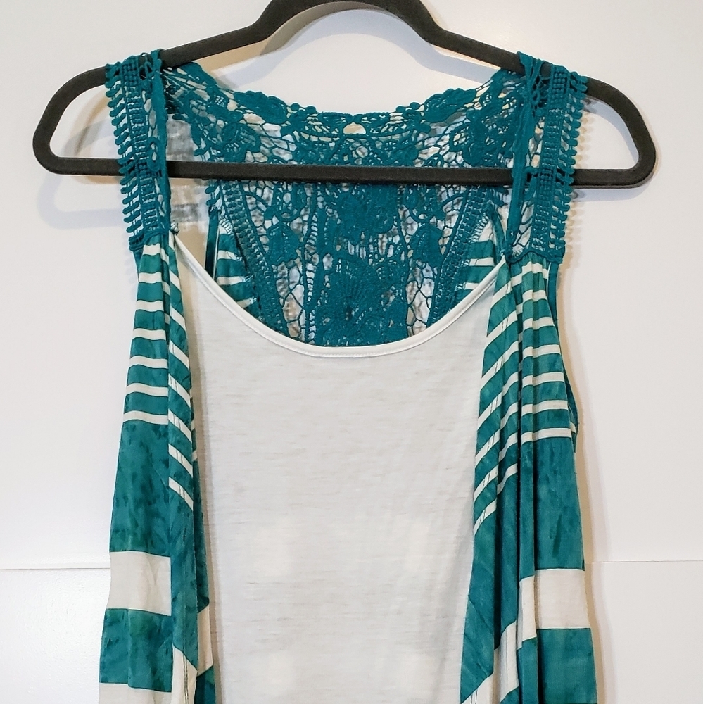 New Directions Weekend Sleeveless Cardigan Open Built In Tank Lace Size … - Picture 5 of 15